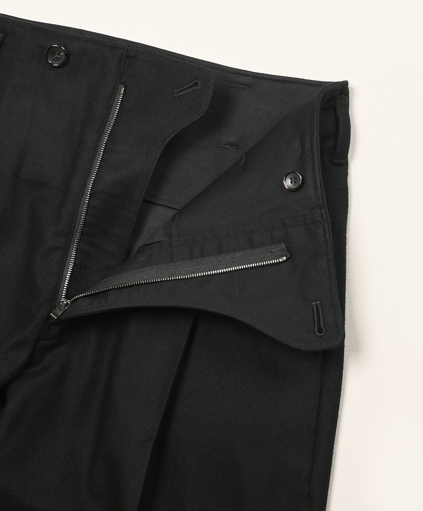 ノーミュール シングウールフラノ サイドシームレス ワンタックパンツ Black/ブラック 2(MEN)
