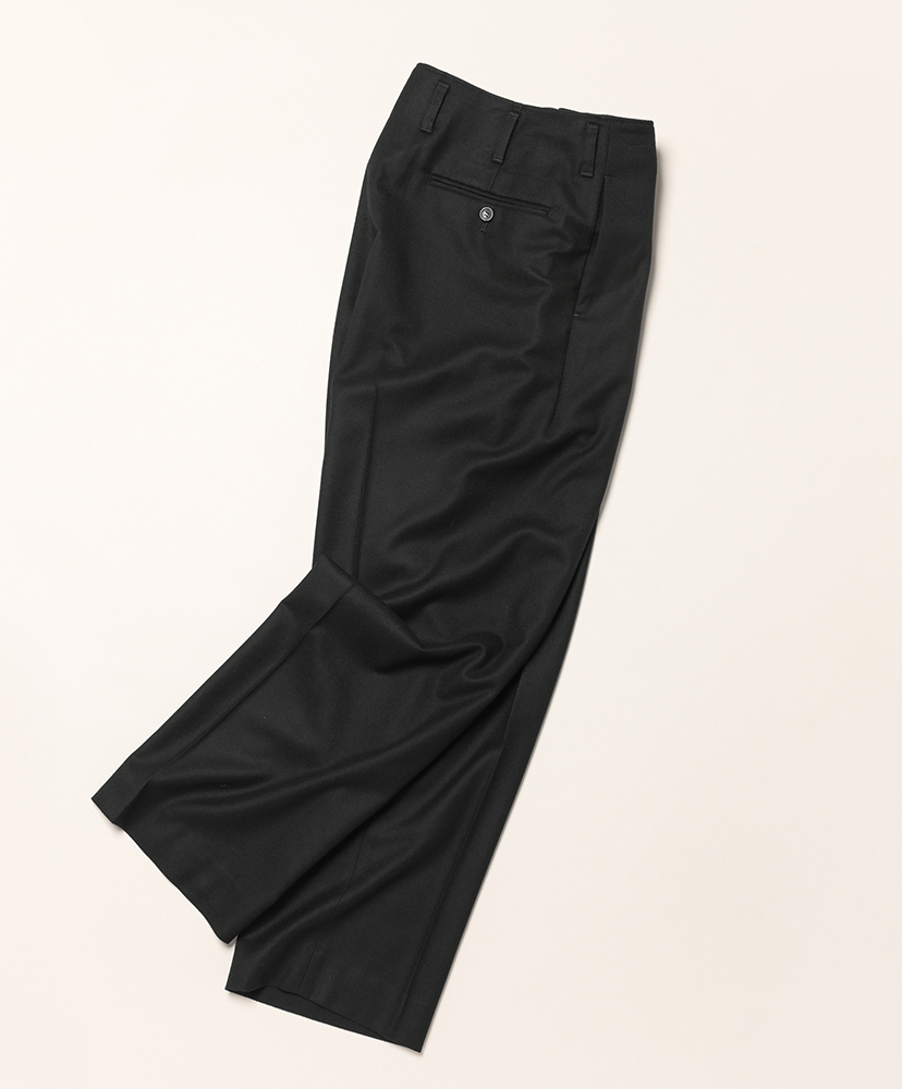 ノーミュール シングウールフラノ サイドシームレス ワンタックパンツ Black/ブラック 2(MEN)