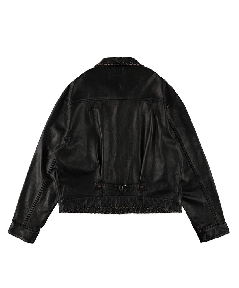 Lace-up Leather Trucker Jacket Black / ブラック L(MEN)