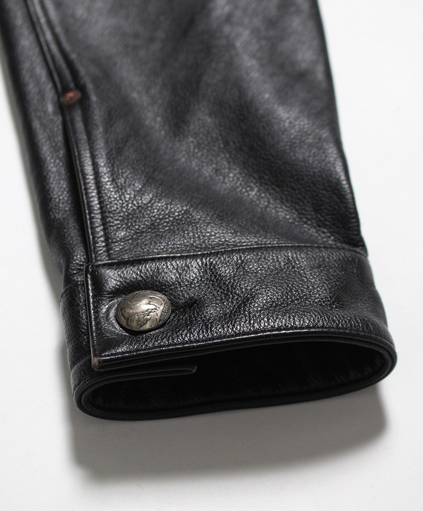 Lace-up Leather Trucker Jacket Black / ブラック L(MEN)