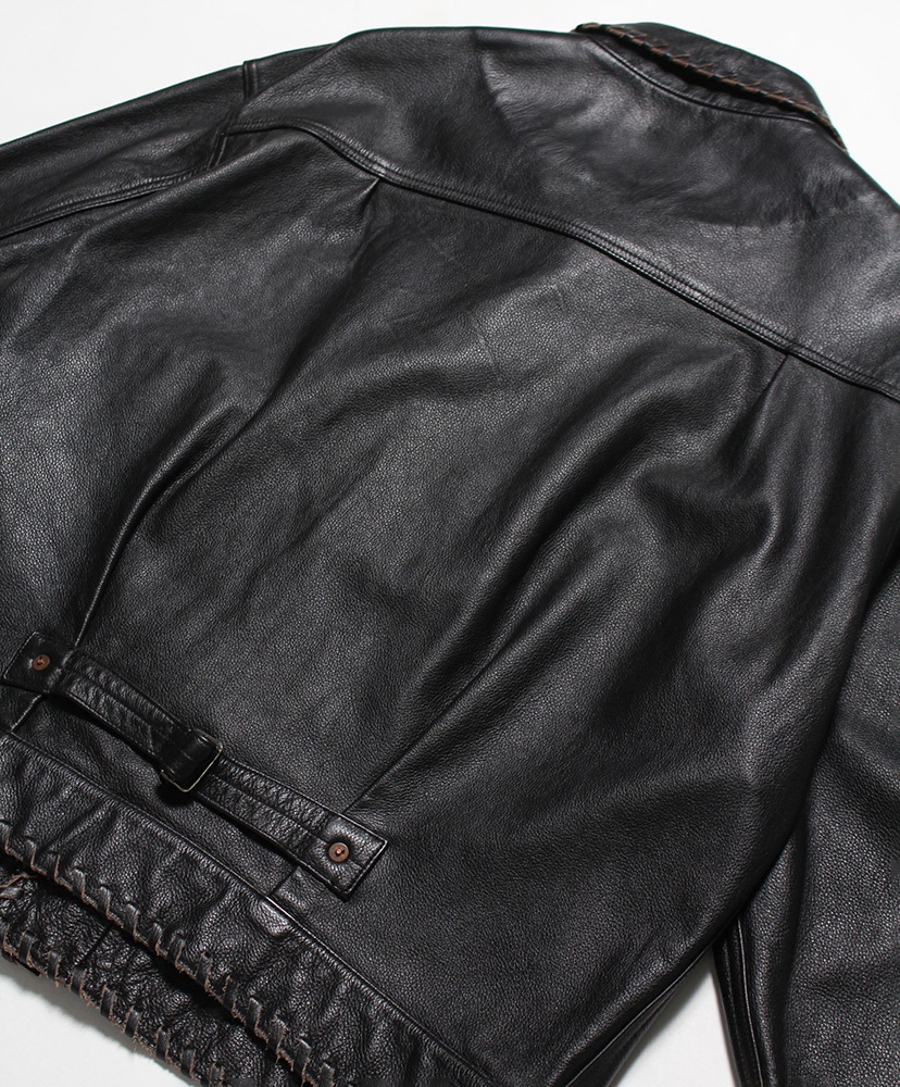 Lace-up Leather Trucker Jacket Black / ブラック L(MEN)