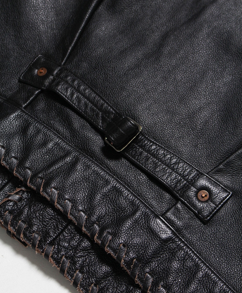Lace-up Leather Trucker Jacket Black / ブラック L(MEN)
