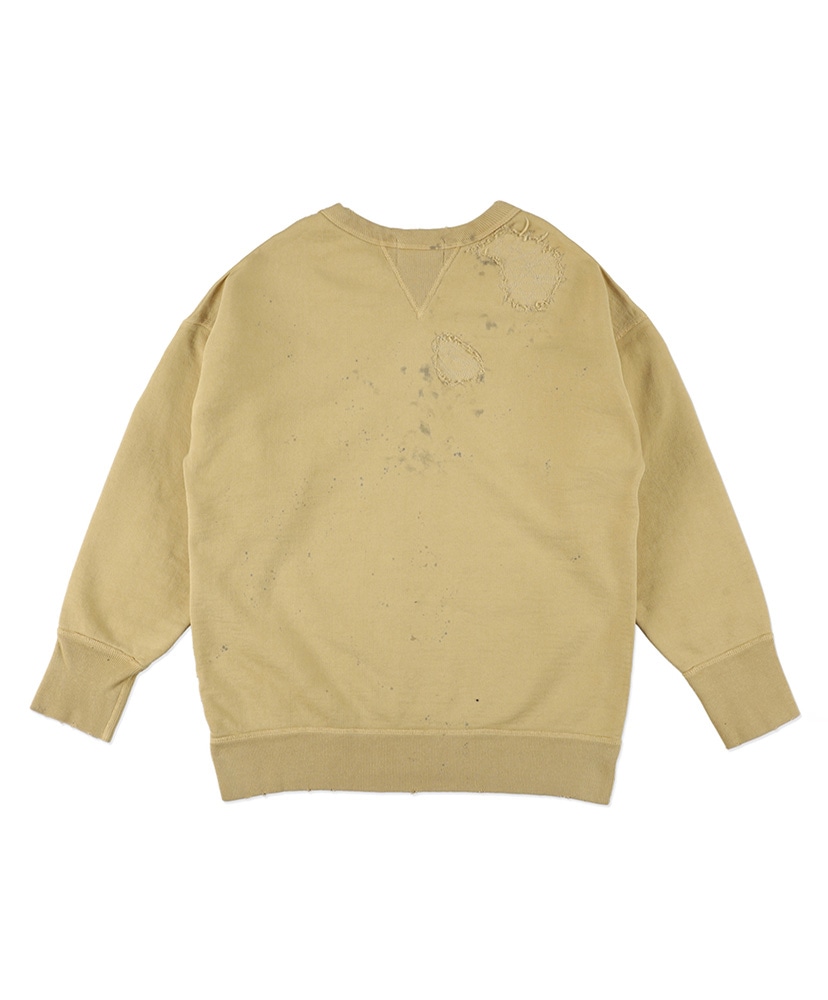 Repaired Faded Double V Sweatshirt Khaki Yellow/カーキイエロー L(MEN)