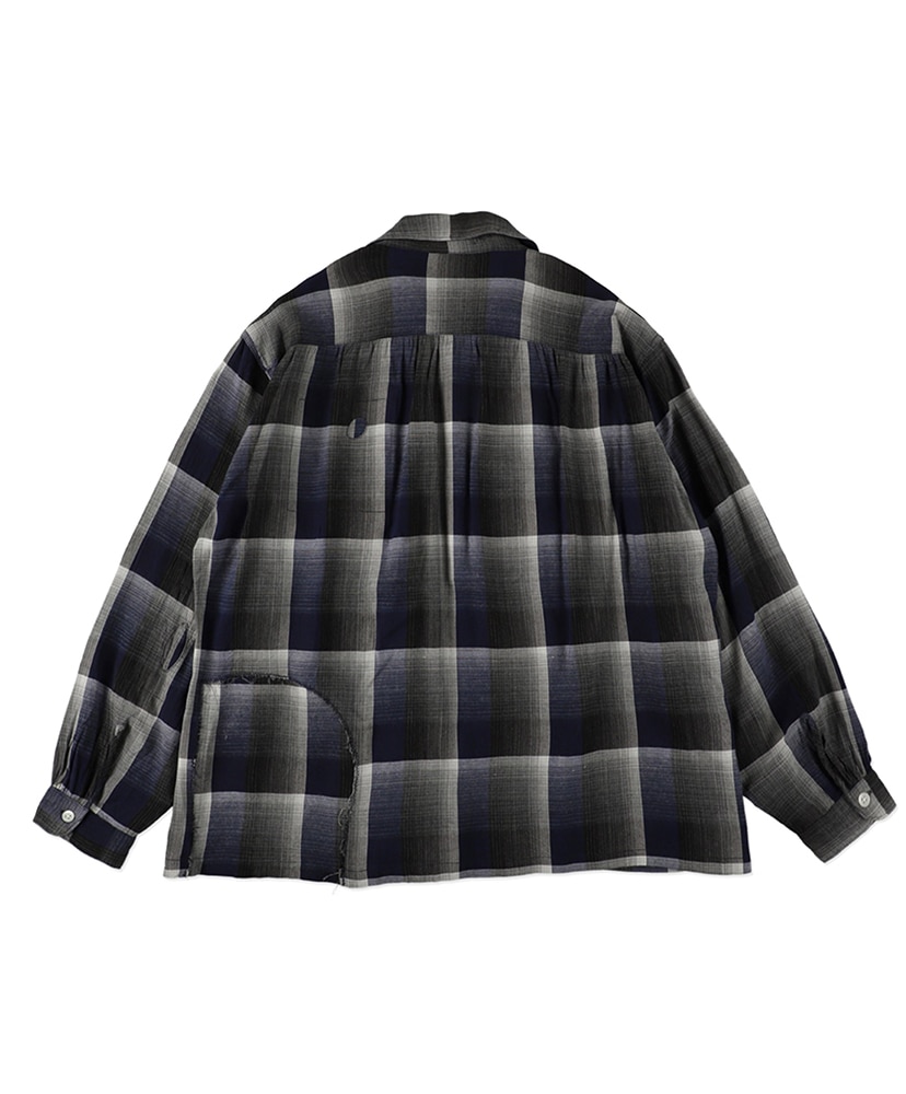 Check Rayon Shirt Blue×Black×Gray / ブルー×ブラック×グレイ L(MEN)