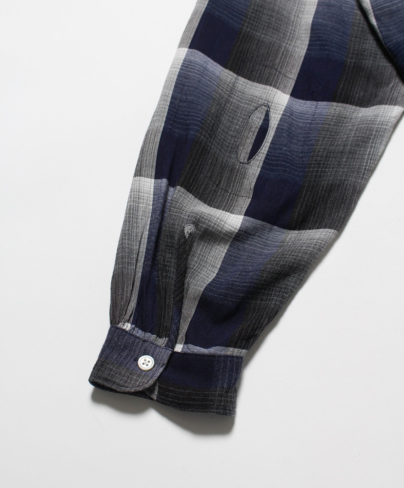 Check Rayon Shirt Blue×Black×Gray / ブルー×ブラック×グレイ L(MEN)