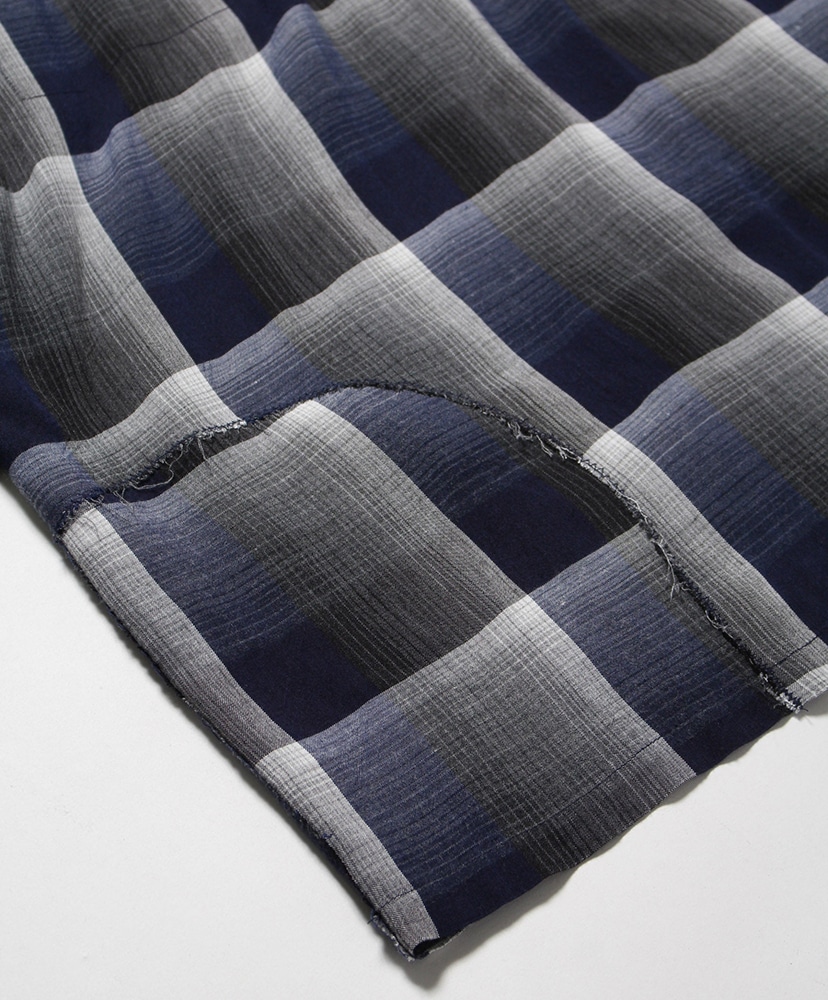 Check Rayon Shirt Blue×Black×Gray / ブルー×ブラック×グレイ L(MEN)