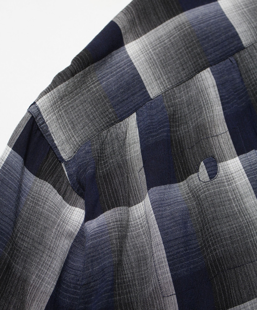 Check Rayon Shirt Blue×Black×Gray / ブルー×ブラック×グレイ L(MEN)