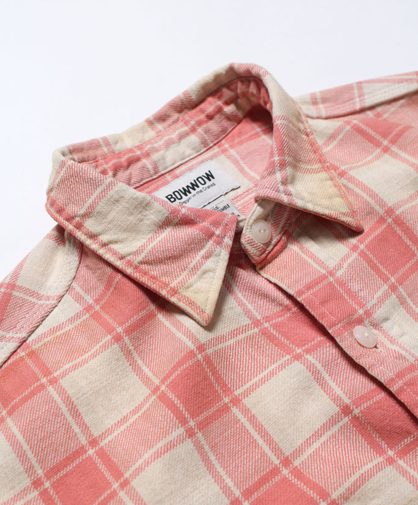 Repaired Cig Pocket Shirt Pink×O.White×Gray / ピンク×オフホワイト×グレー L(MEN)