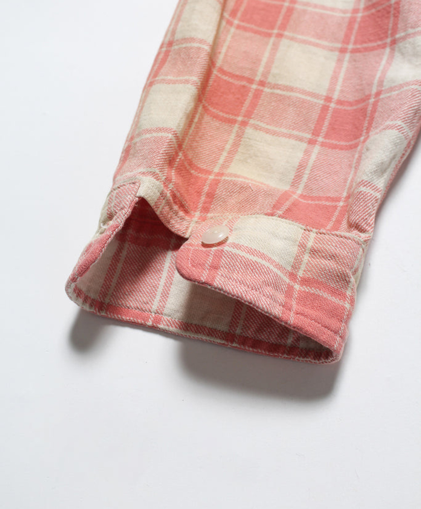 Repaired Cig Pocket Shirt Pink×O.White×Gray / ピンク×オフホワイト×グレー L(MEN)