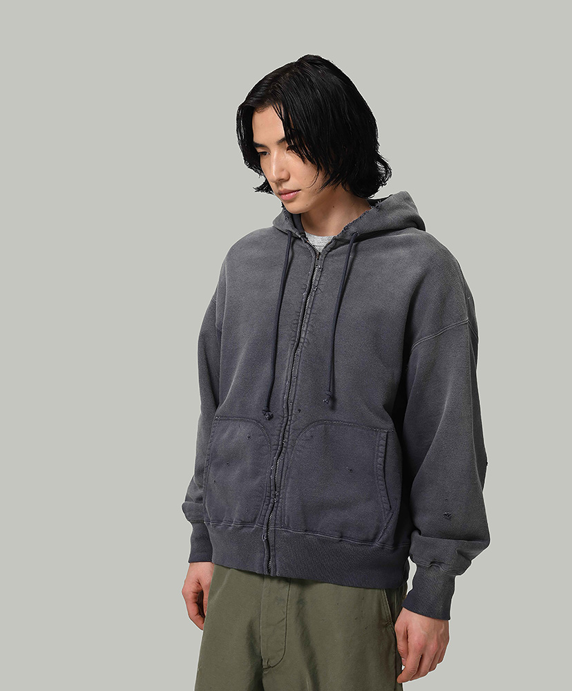 Weathered Zip Hoodie EggPlant Die/エッグプラントダイ L(MEN)