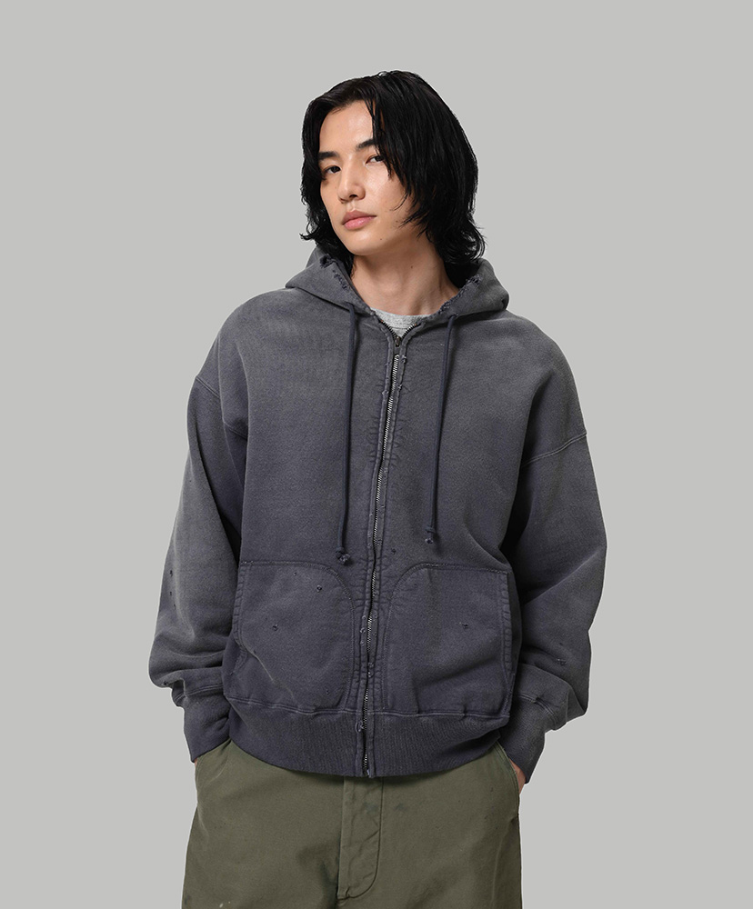 Weathered Zip Hoodie EggPlant Die/エッグプラントダイ L(MEN)