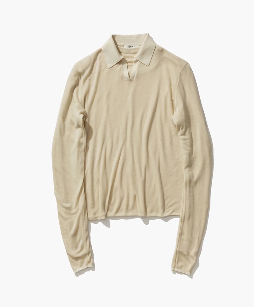 Silk Blended Circular Rib | Crew&Polo Layered Pullover Yellow/イエロー 02(WOMEN)