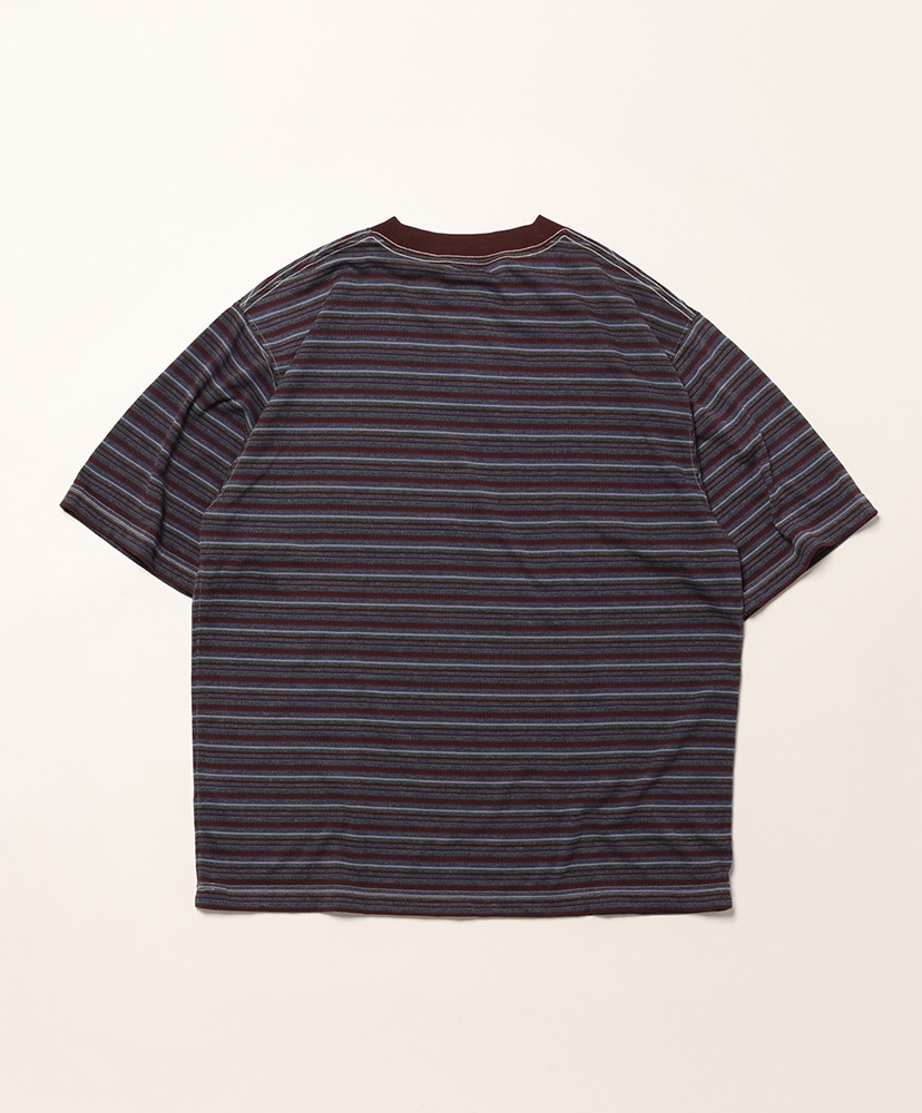 Clinton Striped Tee Charcoal×Marron×Violet/チャコール×マロン×バイオレット L(MEN)