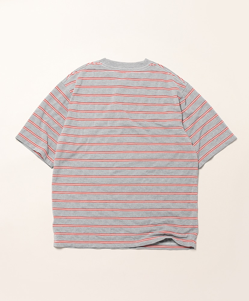 Clinton Striped Tee Topgrey×Scarlet×Off/トップグレー×スカーレット×オフ L(MEN)