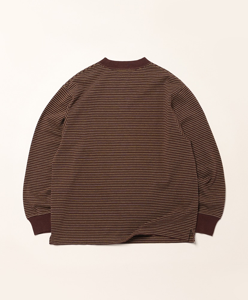 Union Long-Sleeve Stripe Tee Brown×Yellow×Blue/ブラウン×イエロー×ブルー L(MEN)