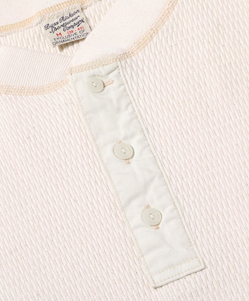 Buzz Rickson's Thermal Henley Neck T-shirt Natural/ナチュラル L(MEN)