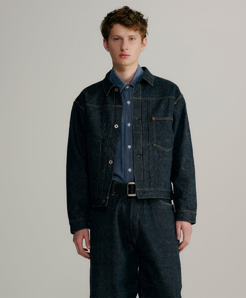 Recycled Waste Suvin Cotton Yarn 14oz. Denim Blouse WWII Model 420 Non Wash L(MEN)