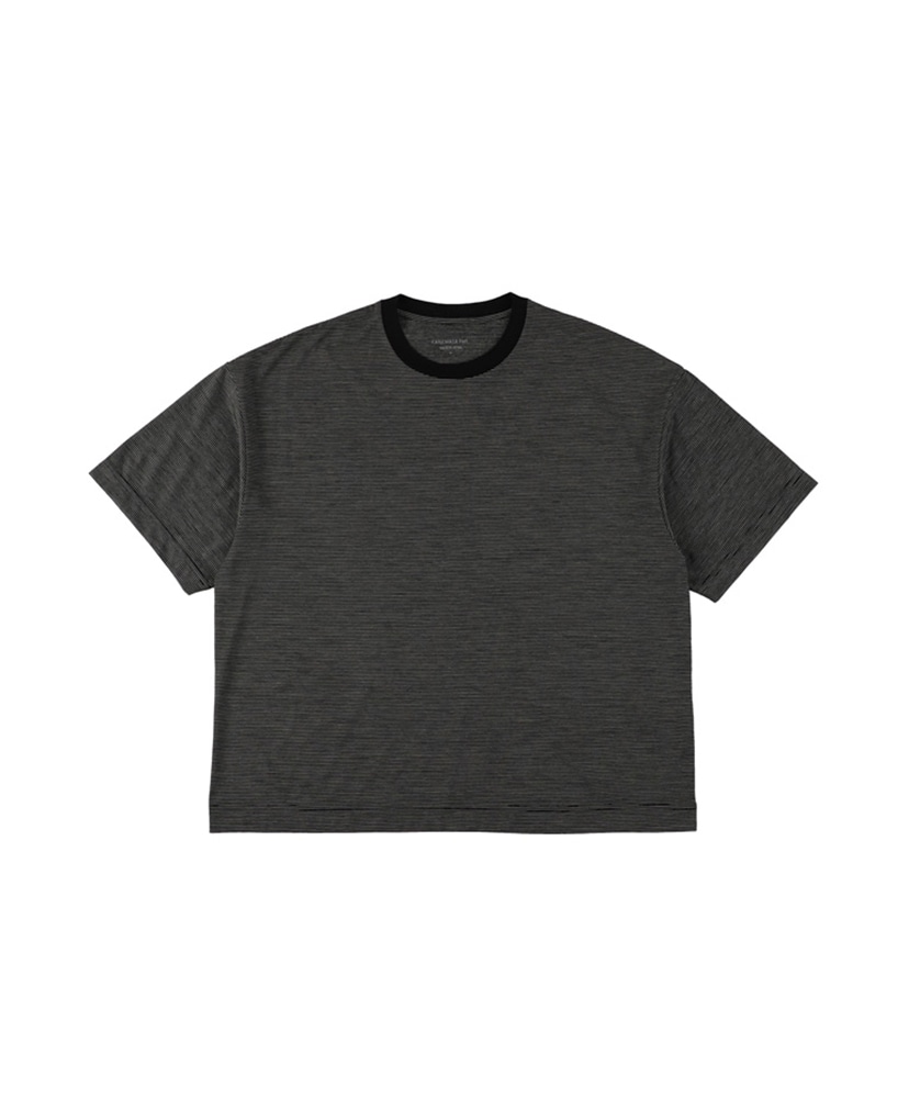 EPNK ブラック ストライプ カットソー　yama 32G Wool Stripe SS Tee(L(MEN) Black/ブラック): KANEMASA PHIL.