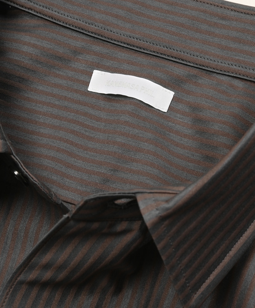 46G Stripe Atmosphere Shirt Charcoal Brown/チャコールブラウン L(MEN)