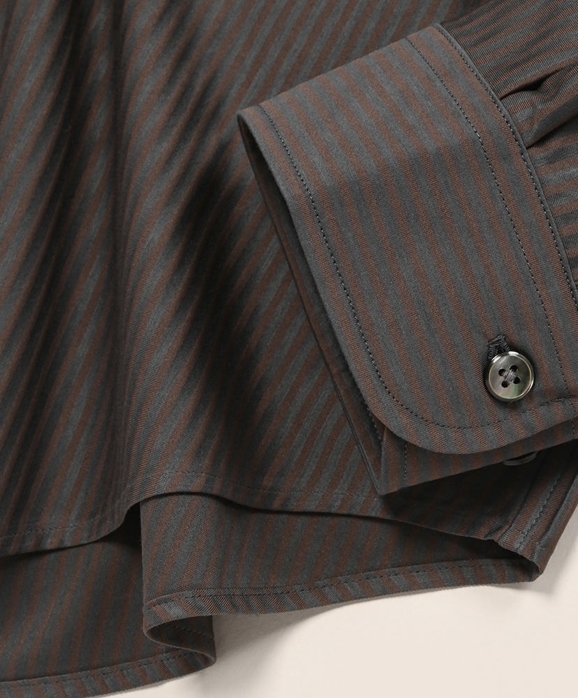 46G Stripe Atmosphere Shirt Charcoal Brown/チャコールブラウン L(MEN)