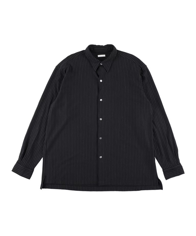 36G Wool Fulling Stripe Ideal Shirt Black Dye / ブラックダイ L(MEN)