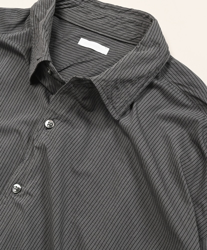 46G Stripe Artisan Shirt Charcoal Black Dye/チャコールブラックダイ L(MEN)