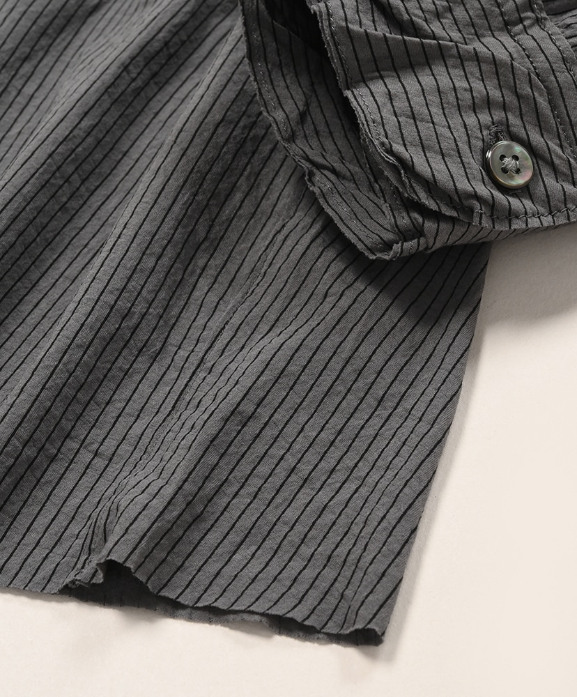 46G Stripe Artisan Shirt Charcoal Black Dye/チャコールブラックダイ L(MEN)