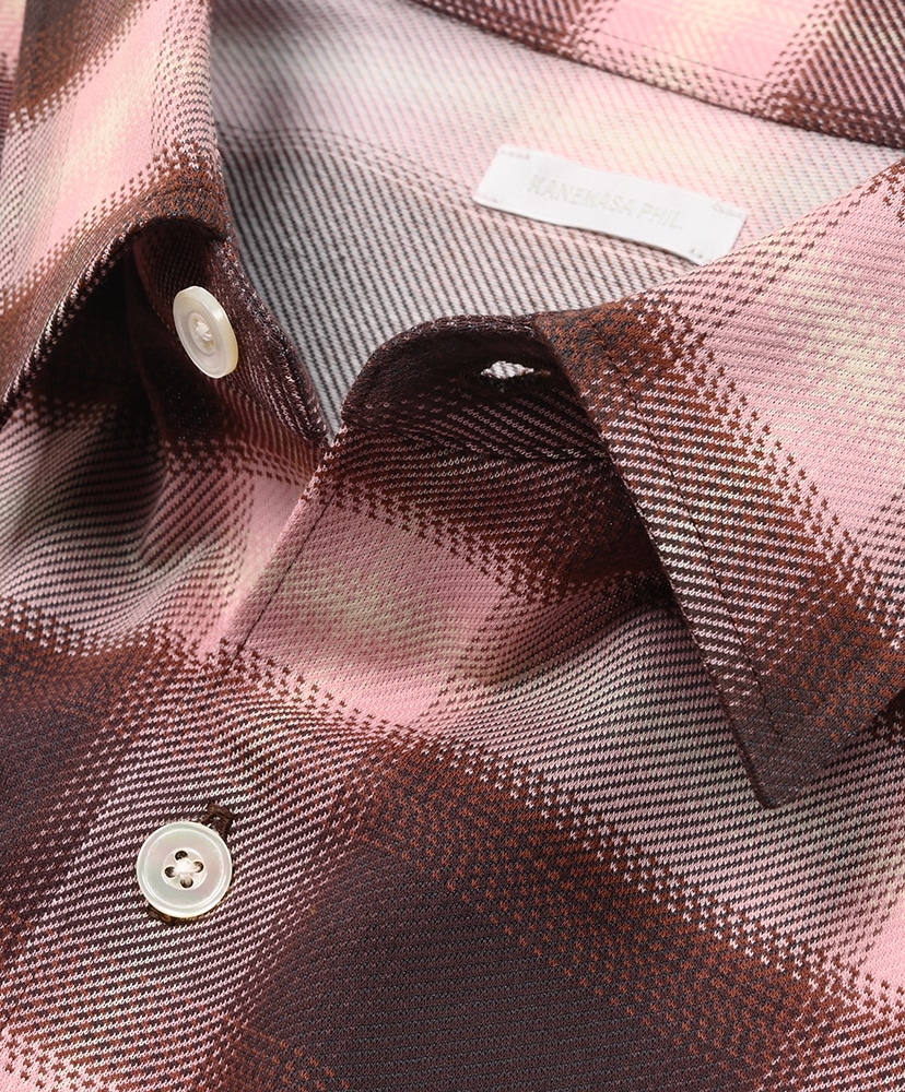 28G Ombre Check Balise Shirt Pink Beige/ピンクベージュ L(MEN)