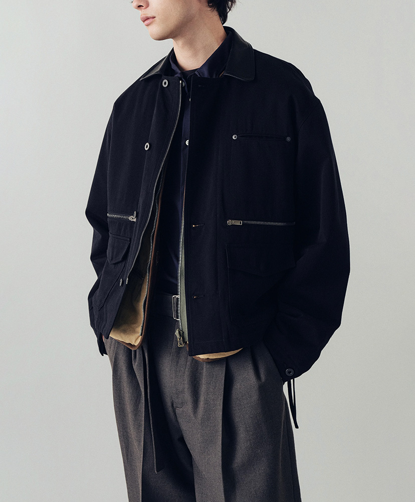 Teo Utility Jacket in Cotton/Silk/Cupro Black/ブラック 46(MEN)