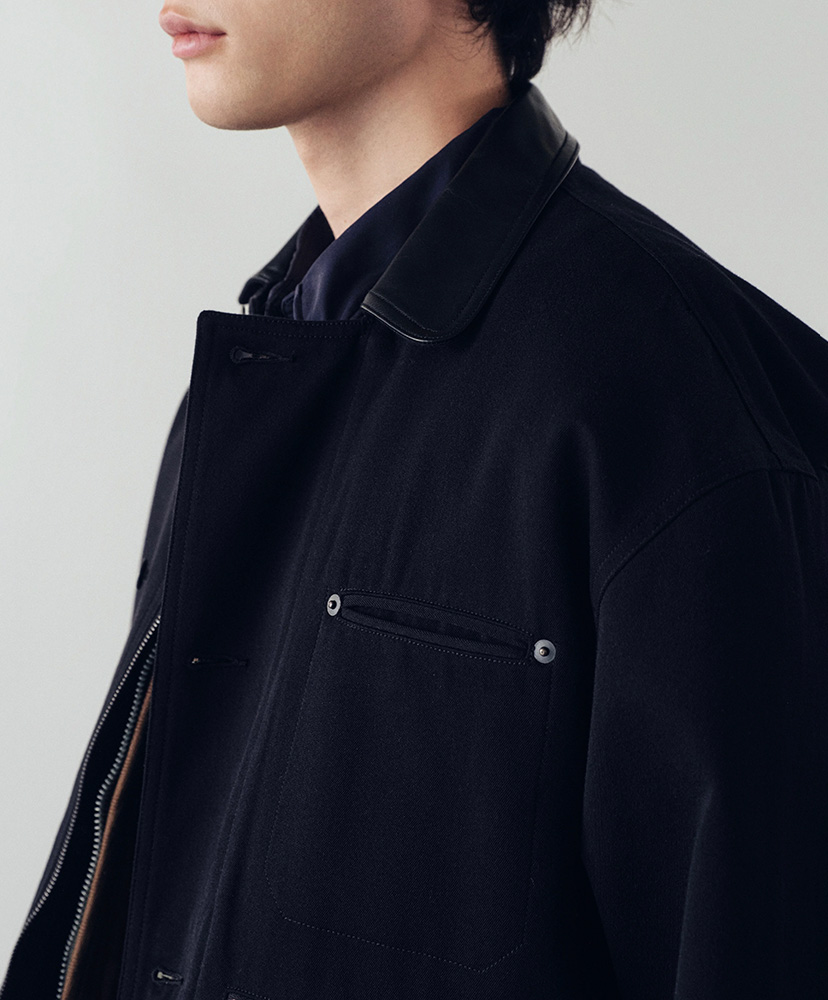 Teo Utility Jacket in Cotton/Silk/Cupro Black/ブラック 46(MEN)