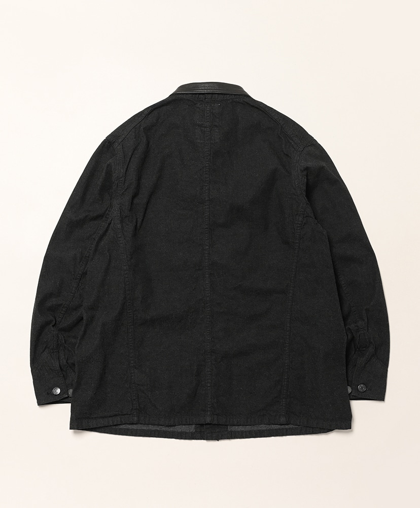 Leather Collar Denim Chore Jacket Black/ブラック 42(MEN)