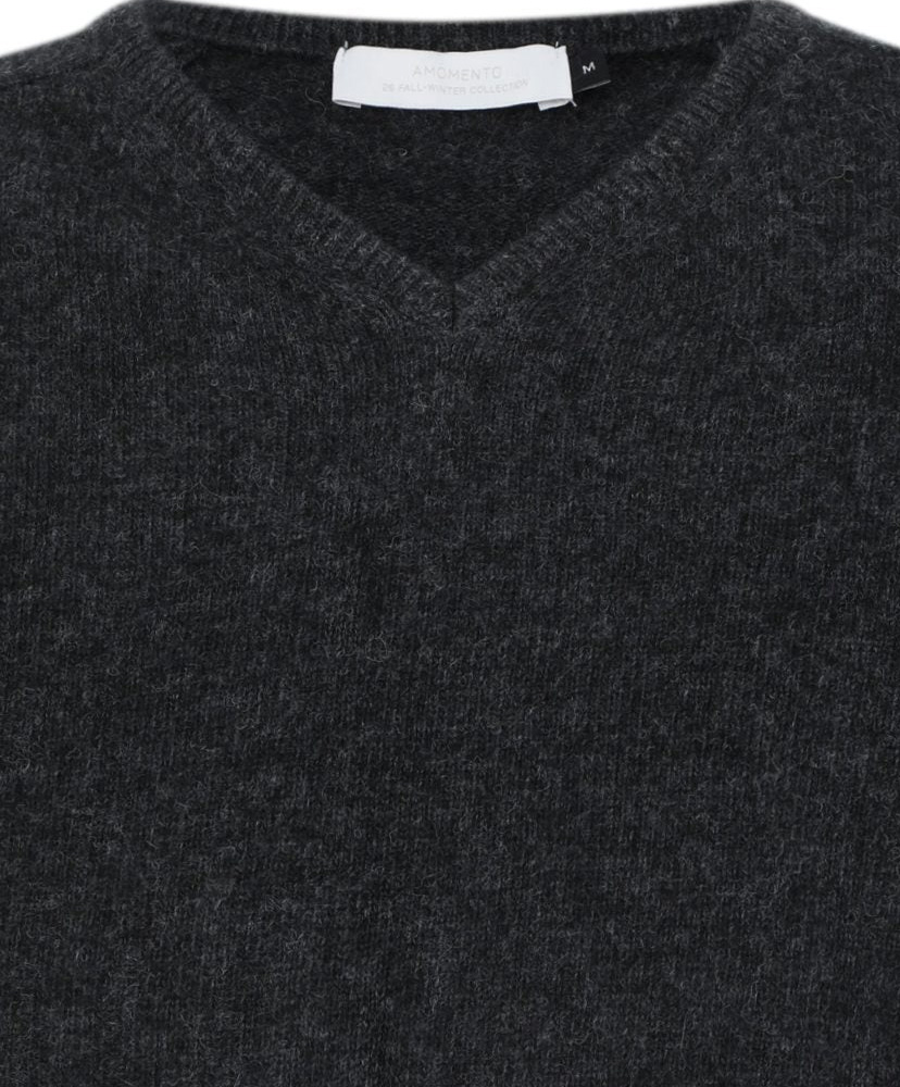 Racoon V-Neck Knit charcoal/チャコール S(MEN)