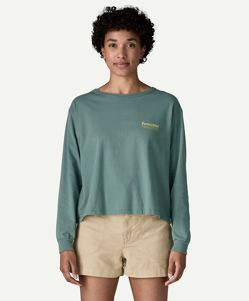 Women's Long Sleeved Water People Banner Easy Cut T-Shirt BLSG/ブルーセージ S(WOMEN)