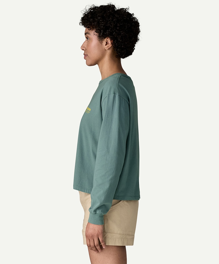 Women's Long Sleeved Water People Banner Easy Cut T-Shirt BLSG/ブルーセージ S(WOMEN)