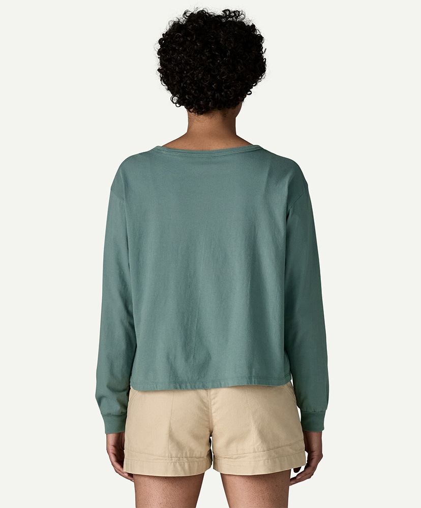 Women's Long Sleeved Water People Banner Easy Cut T-Shirt BLSG/ブルーセージ S(WOMEN)