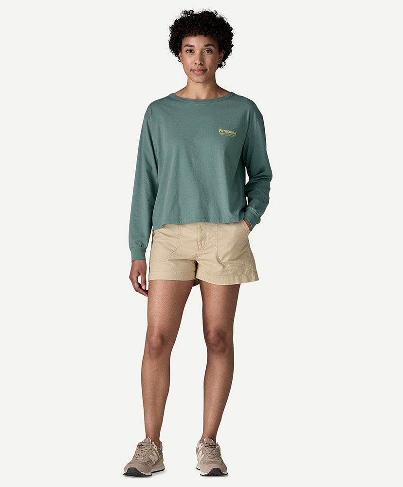 Women's Long Sleeved Water People Banner Easy Cut T-Shirt BLSG/ブルーセージ S(WOMEN)