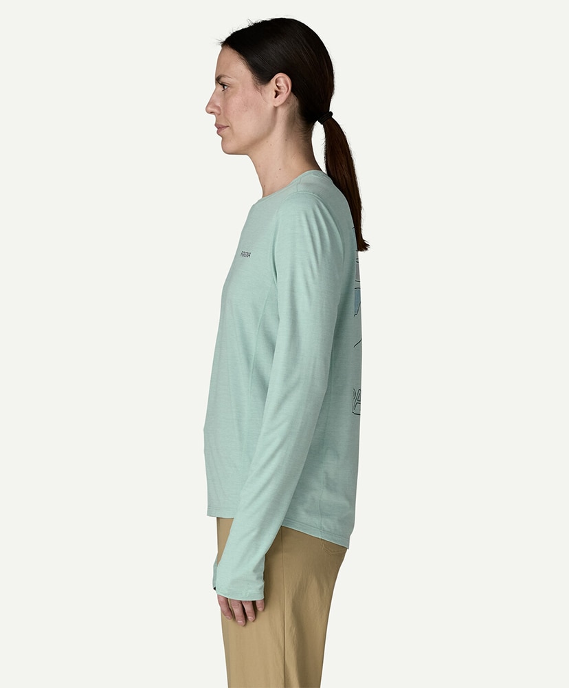 Women's Long Sleeved Capilene Cool Sun Shirt Peak Visions TBIX/サーマルブルー L(WOMEN)