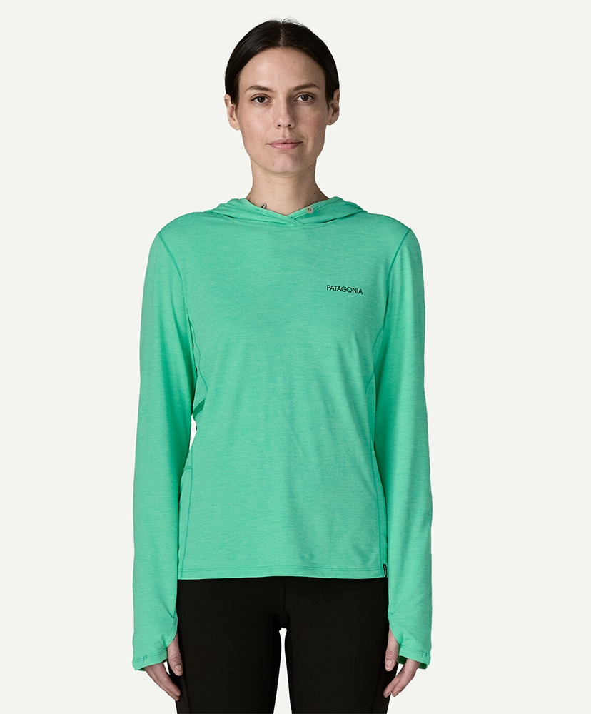Women's Capilene Cool Sun Hoody Peak Visions AQTX/アクアストーン L(WOMEN)