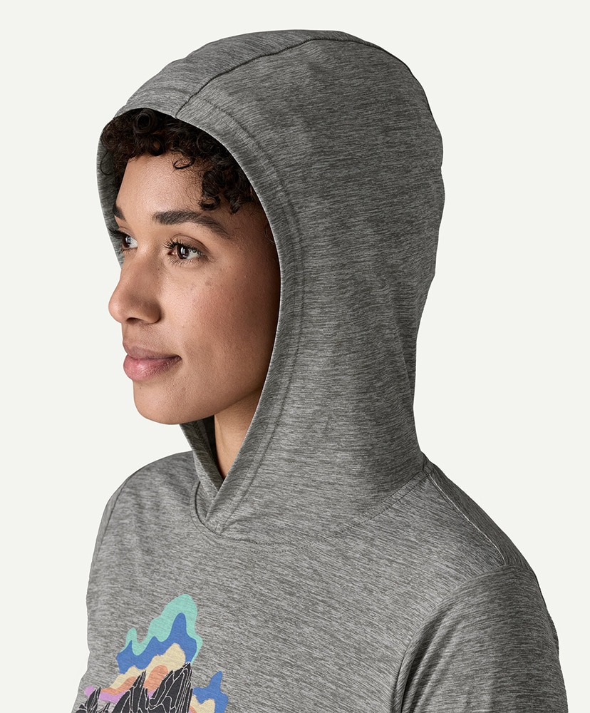 Women's Capilene Cool Daily Hoody Fitz Roy Nimbus FEA/フェザーグレー L(WOMEN)