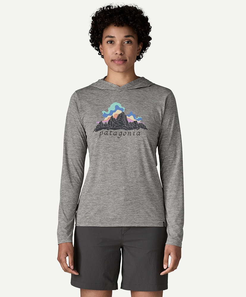 Women's Capilene Cool Daily Hoody Fitz Roy Nimbus FEA/フェザーグレー L(WOMEN)