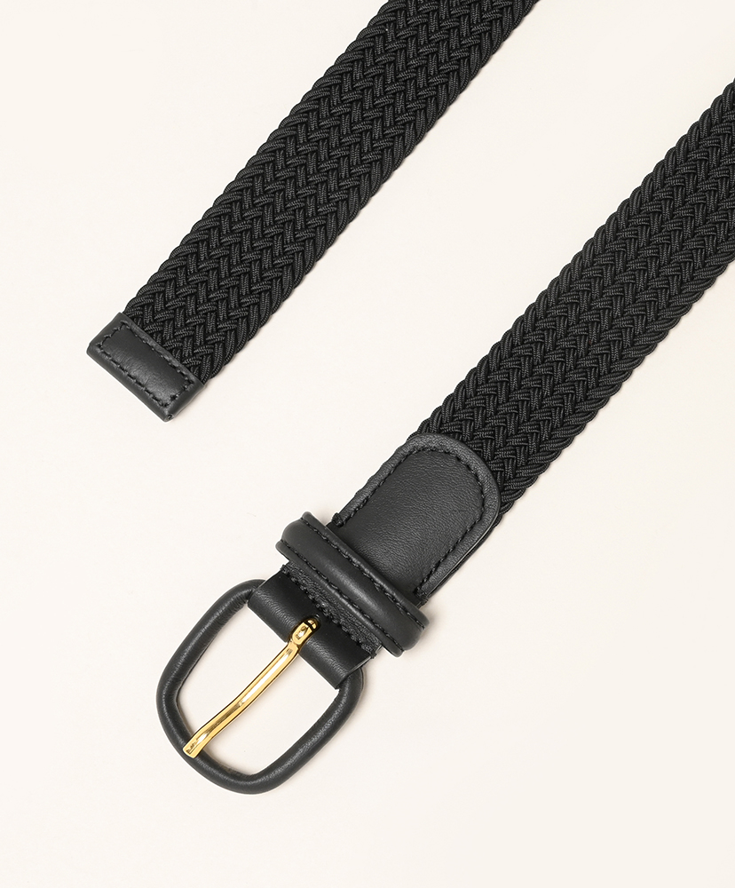30mm 革巻きラバーメッシュベルト Black×Black/ブラック×ブラック 85(MEN)