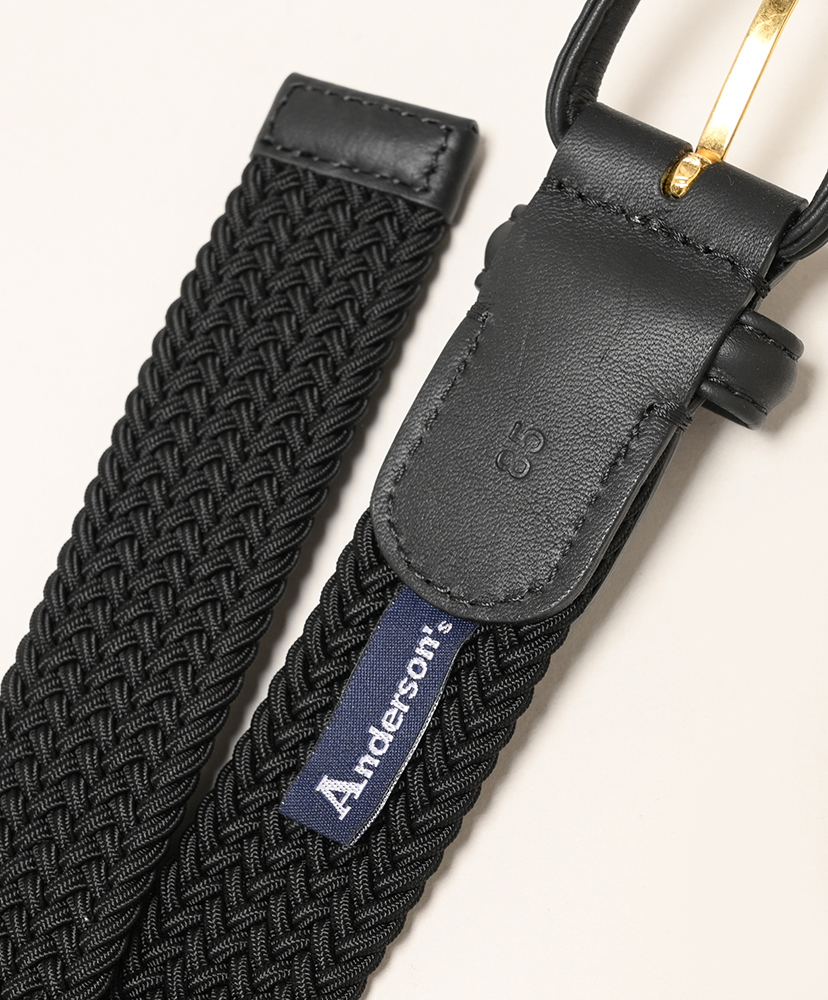 30mm 革巻きラバーメッシュベルト Black×Black/ブラック×ブラック 85(MEN)