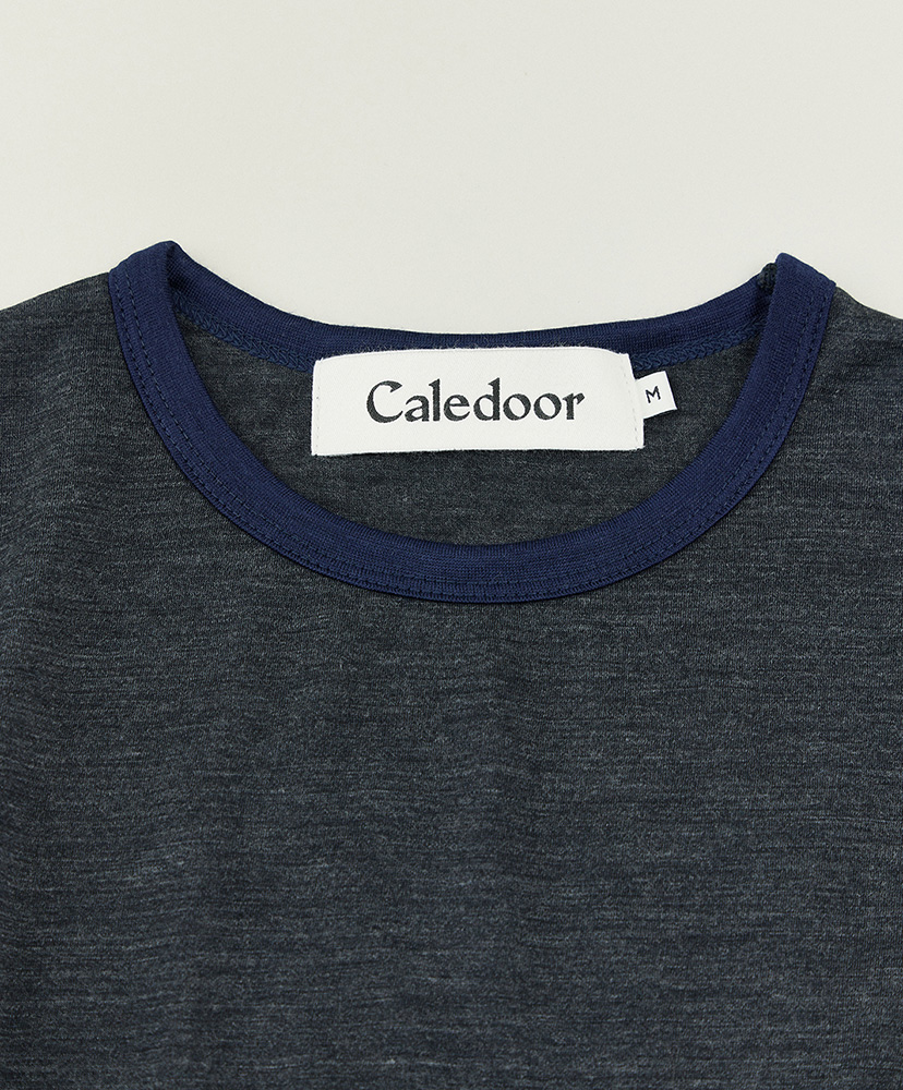 LOFTMAN別注 Light Merino Wool Ringer T-shirt Charcoal Grey/チャコールグレー L(MEN)