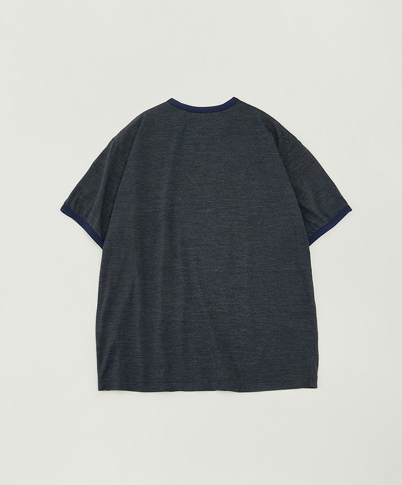 LOFTMAN別注 Light Merino Wool Ringer T-shirt Charcoal Grey/チャコールグレー L(MEN)