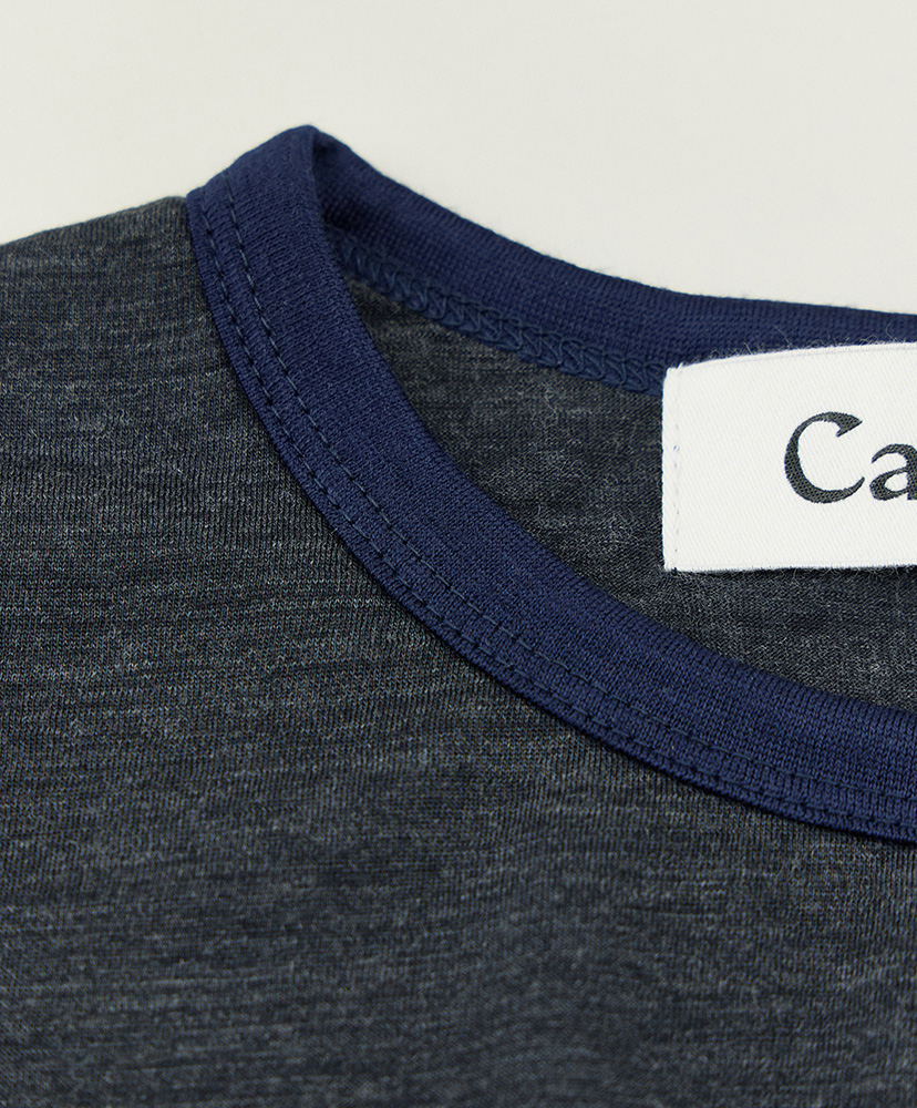 LOFTMAN別注 Light Merino Wool Ringer T-shirt Charcoal Grey/チャコールグレー L(MEN)