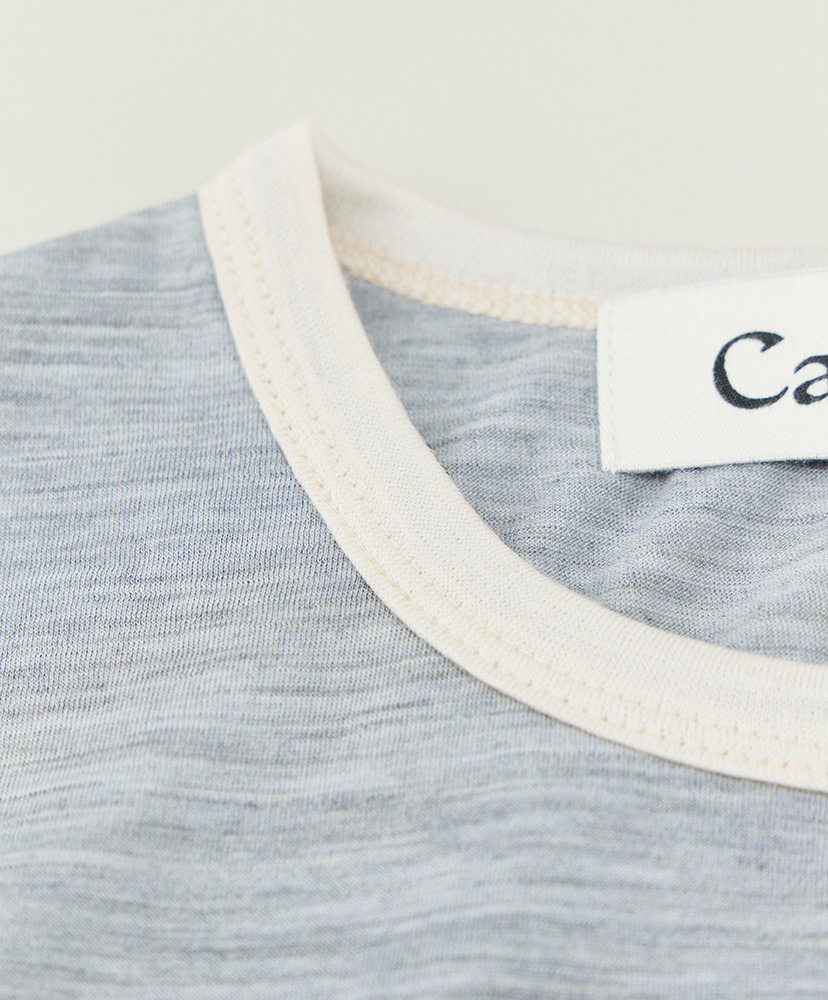 LOFTMAN別注 Light Merino Wool Ringer T-shirt Light Grey/ライトグレー L(MEN)