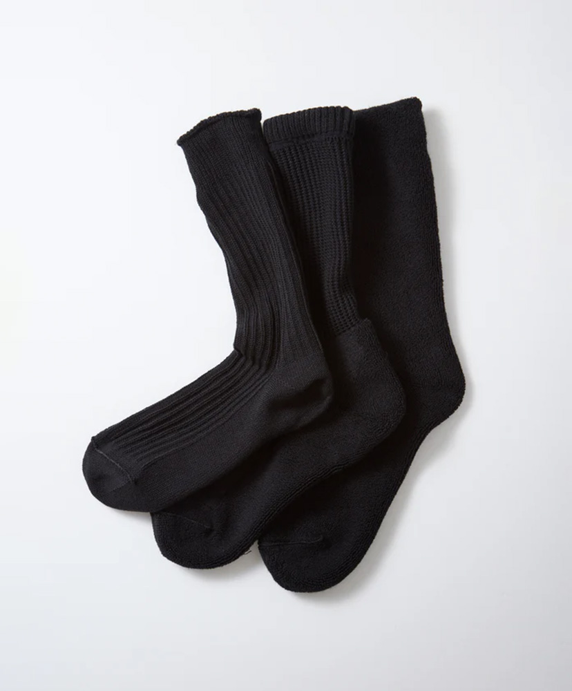 Organic Daily 3 Pack Crew Socks Black/ブラック M(25-27cm)