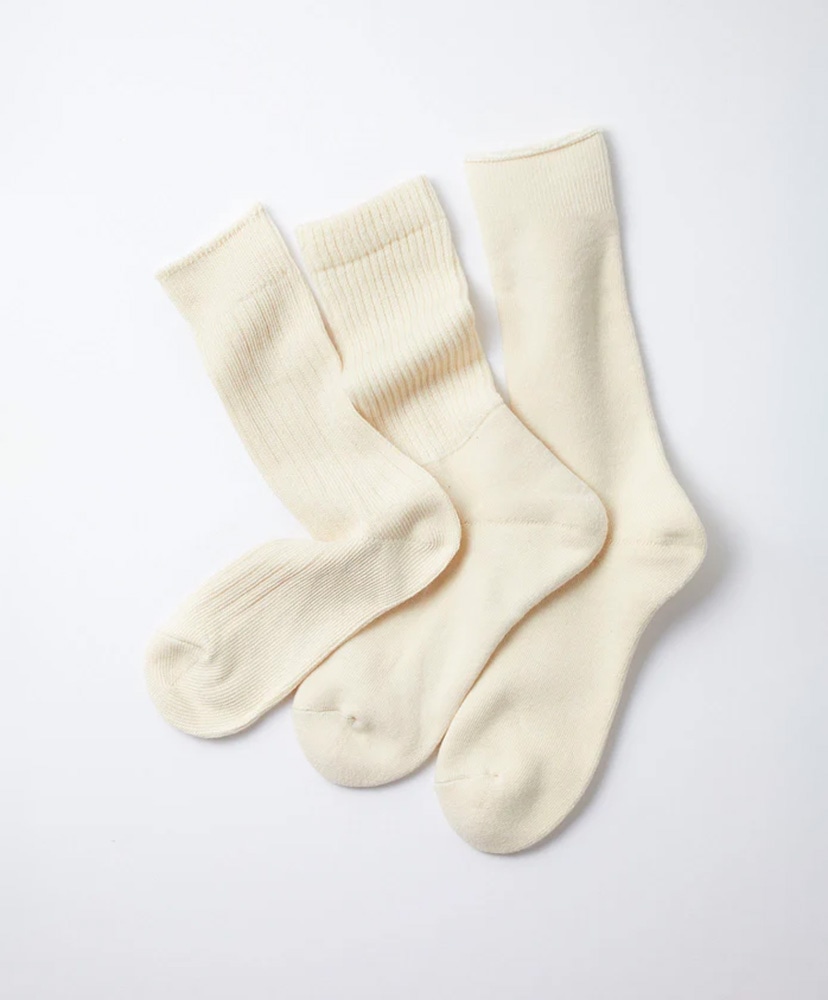 Organic Daily 3 Pack Crew Socks Ecru/エクリュ M(25-27cm)