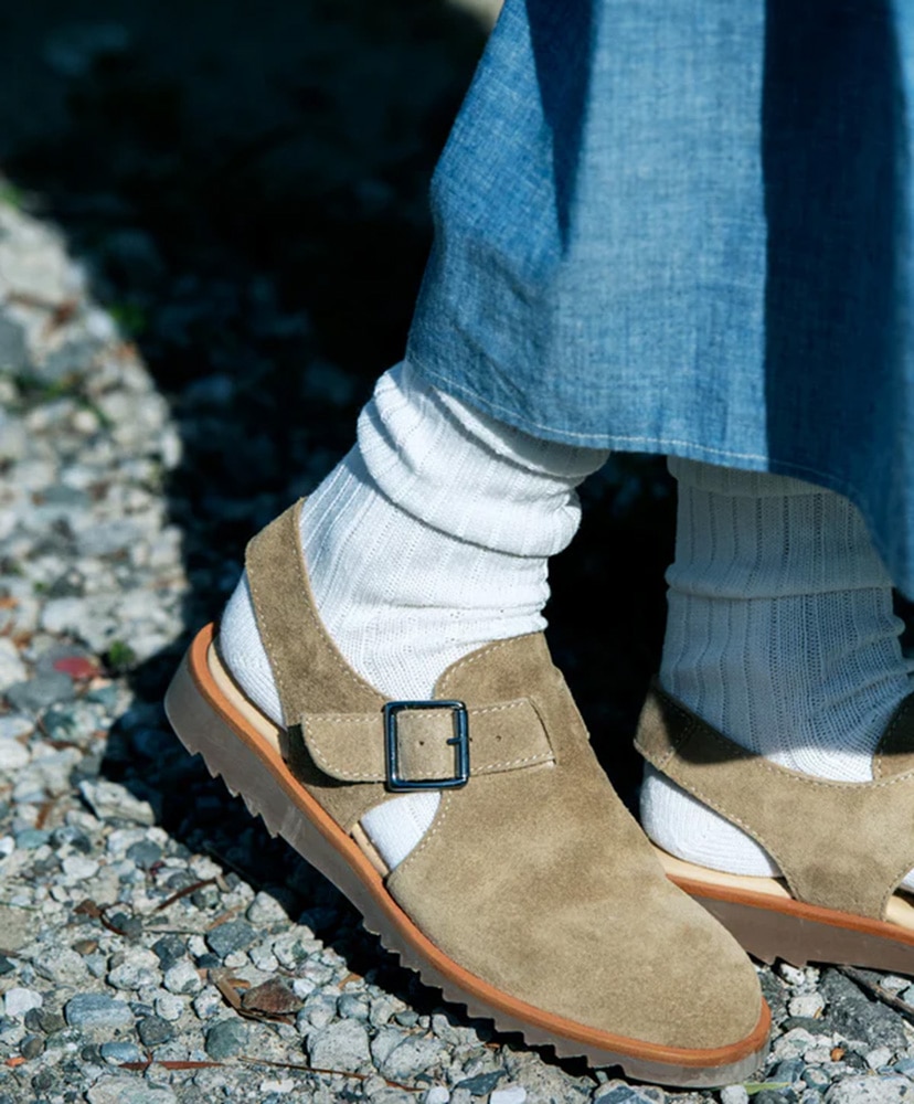 Linen Cotton Ribbed Crew Socks Off White/オフホワイト M(25-27cm)