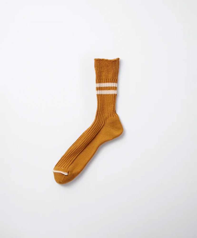 Hemp Organic Cotton Stripe Socks Sunsetgold×Whitesand/サンセットゴールド×ホワイトサンド M(25-27cm)